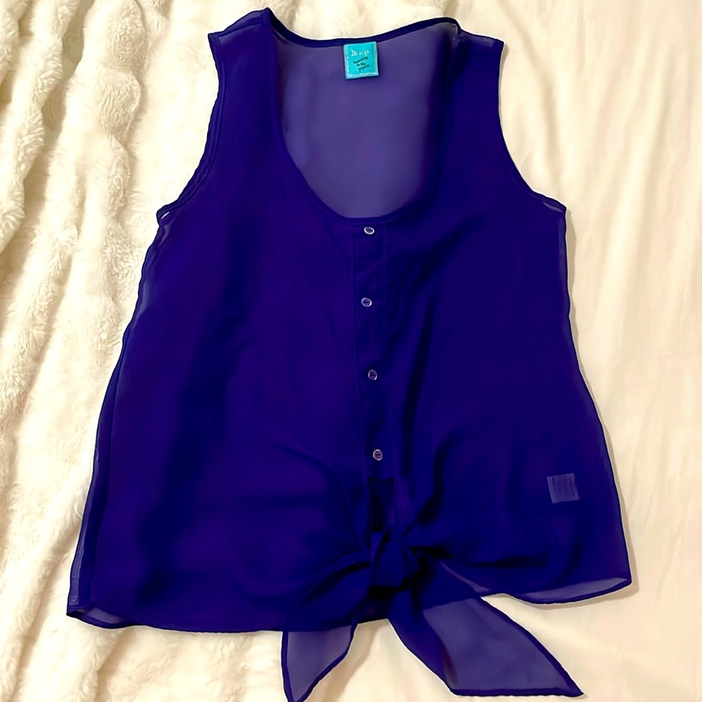 Stylish Sheer Front Tie Top